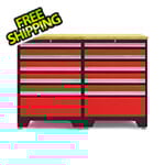 NewAge Garage Cabinets PRO Red 3-Piece Workbench Set with Bamboo Top