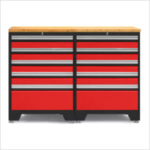PRO Red 3-Piece Workbench Set with Bamboo Top