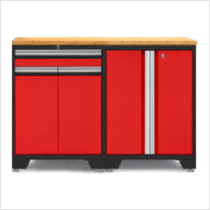 PRO Red 3-Piece Workbench Setup with Bamboo Top