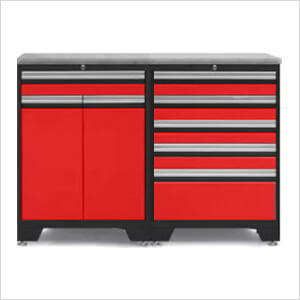 PRO Red 3-Piece Workbench Set with Stainless Steel Top