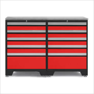 PRO Red 3-Piece Garage Cabinet Set with Stainless Steel Top