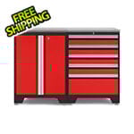 NewAge Garage Cabinets PRO Red 3-Piece Work Station with Stainless Steel Top