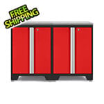NewAge Garage Cabinets PRO Red 3-Piece Work Station with Stainless Steel Top