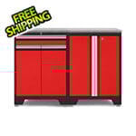 NewAge Garage Cabinets PRO Red 3-Piece Workbench Setup with Stainless Steel Top