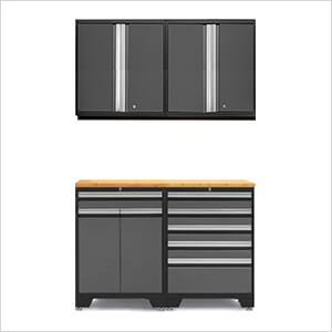 PRO Grey 5-Piece Workbench Set with Bamboo Top