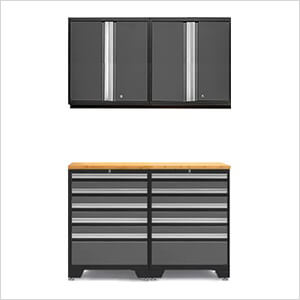 PRO Grey 5-Piece Workbench System with Bamboo Top