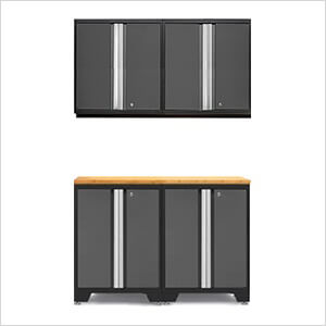 PRO Grey 5-Piece Workbench Setup with Bamboo Top