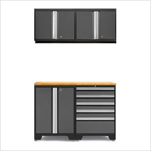 PRO Grey 5-Piece Workbench System with Bamboo Top