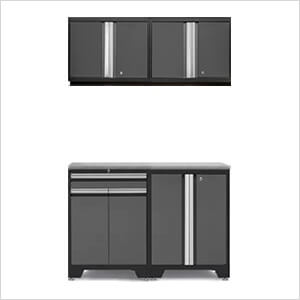 PRO Grey 5-Piece Workbench Setup with Stainless Steel Top