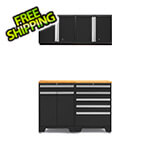 NewAge Garage Cabinets PRO Black 5-Piece Workbench Set with Bamboo Top