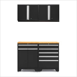PRO Black 5-Piece Workbench Set with Bamboo Top