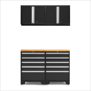 PRO Black 5-Piece Workbench System with Bamboo Top