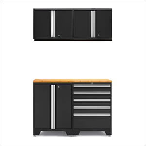 PRO Black 5-Piece Workbench System with Bamboo Top