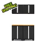 NewAge Garage Cabinets PRO Black 5-Piece Work Station with Bamboo Top