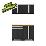 NewAge Garage Cabinets PRO Black 5-Piece Workbench Set with Bamboo Top