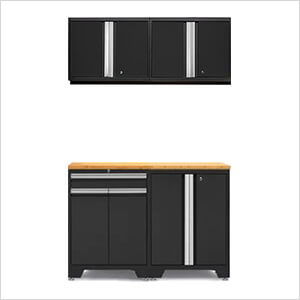 PRO Black 5-Piece Workbench Set with Bamboo Top
