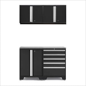 PRO Black 5-Piece Workbench System with Stainless Steel Top