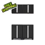 NewAge Garage Cabinets PRO Black 5-Piece Work Station with Stainless Steel Top