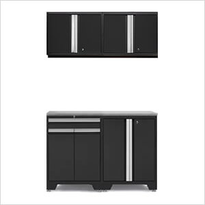 PRO Black 5-Piece Workbench Setup with Stainless Steel Top