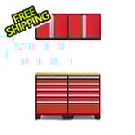 NewAge Garage Cabinets PRO Red 5-Piece Garage Cabinet Set with Bamboo Top