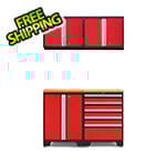 NewAge Garage Cabinets PRO Red 5-Piece Work Station with Bamboo Top