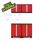 NewAge Garage Cabinets PRO Red 5-Piece Workbench Setup with Bamboo Top