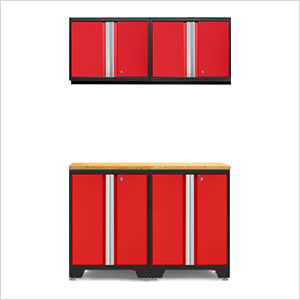 PRO Red 5-Piece Workbench Setup with Bamboo Top