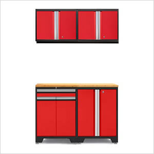 PRO Red 5-Piece Workbench Setup with Bamboo Top
