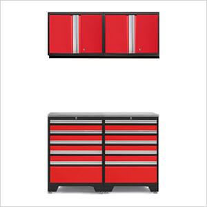 PRO Red 5-Piece Work Station with Stainless Steel Top