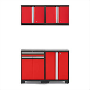 PRO Red 5-Piece Workbench Setup with Stainless Steel Top