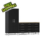 Ulti-MATE Garage Cabinets 5-Piece Garage Cabinet Kit with Bamboo Worktop in Midnight Black Metallic