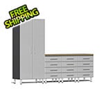 Ulti-MATE Garage Cabinets 5-Piece Garage Cabinet Kit with Bamboo Worktop in Stardust Silver Metallic
