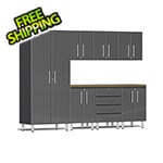 Ulti-MATE Garage Cabinets 8-Piece Garage Cabinet Kit with Bamboo Worktop in Graphite Grey Metallic