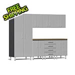 Ulti-MATE Garage Cabinets 8-Piece Garage Cabinet Kit with Bamboo Worktop in Stardust Silver Metallic