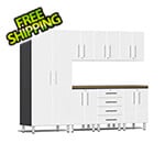 Ulti-MATE Garage Cabinets 8-Piece Garage Cabinet Kit with Bamboo Worktop in Starfire White Metallic