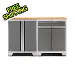 NewAge Garage Cabinets PRO Platinum 3-Piece Workbench Setup with Bamboo Top