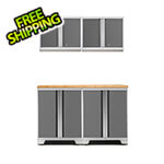 NewAge Garage Cabinets PRO Platinum 5-Piece Work Station with Bamboo Top