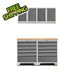 NewAge Garage Cabinets PRO Platinum 5-Piece Garage Cabinet Set with Bamboo Top