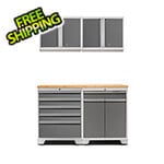 NewAge Garage Cabinets PRO Platinum 5-Piece Workbench Set with Bamboo Top