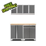 NewAge Garage Cabinets PRO Platinum 5-Piece Workbench Setup with Bamboo Top