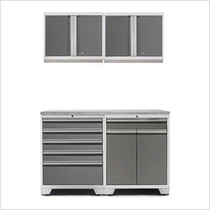 PRO Platinum 5-Piece Garage Cabinet Set with Stainless Steel Top