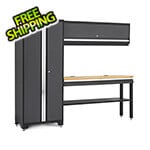 NewAge Garage Cabinets BOLD Series Grey All In One 4-Piece Set with Bamboo Top