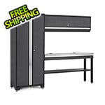 NewAge Garage Cabinets BOLD Series Grey All In One 4-Piece Set with Stainless Steel Top