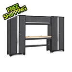 NewAge Garage Cabinets BOLD Series Grey All In One 5-Piece Set with Bamboo Top