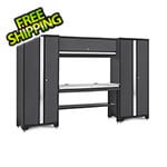 NewAge Garage Cabinets BOLD Series Grey All In One 5-Piece Set with Stainless Steel Top