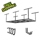 Fleximounts 4' x 8' Overhead Storage Rack with Hooks (Black)