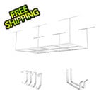 Fleximounts 4' x 8' Overhead Storage Rack with Hooks (White)