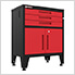 Red 3-Drawer 2-Door Cabinet Base Cabinet with Rubber Work Mat