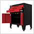 Red 3-Drawer 2-Door Cabinet Base Cabinet with Rubber Work Mat