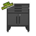 Armadillo Tough Black 3-Drawer 2-Door Cabinet Base Cabinet with Rubber Work Mat